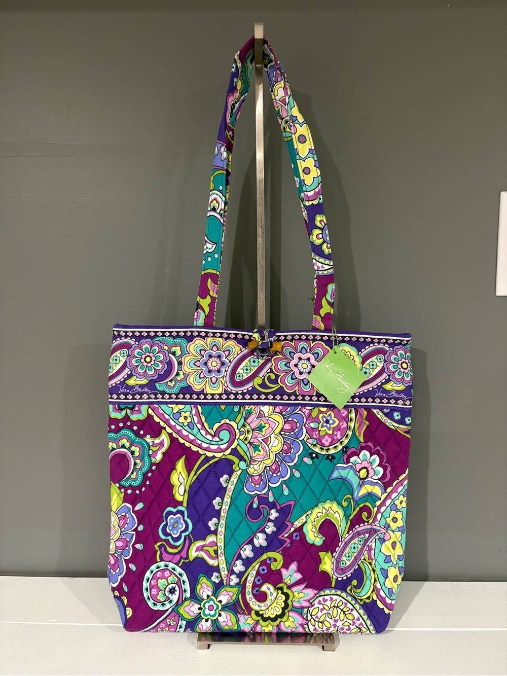Vera Bradley Purple & Teal Paisley Quilted Tote